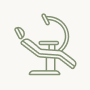 Line icon showcasing a dental chair, symbolizing a central element in dental care and treatment settings for patient comfort and examination