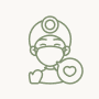Line icon capturing the essence of a dentist, depicting a professional figure associated with dental care and expertise