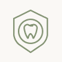 Line icon of a shield with a tooth in circle inside