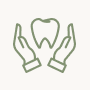 Line icon of a tooth inside two hands