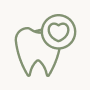 Line icon of a tooth with a heart in circle