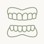 Line icon illustrating the frontal view of teeth, offering a simple yet effective representation of dental aesthetics